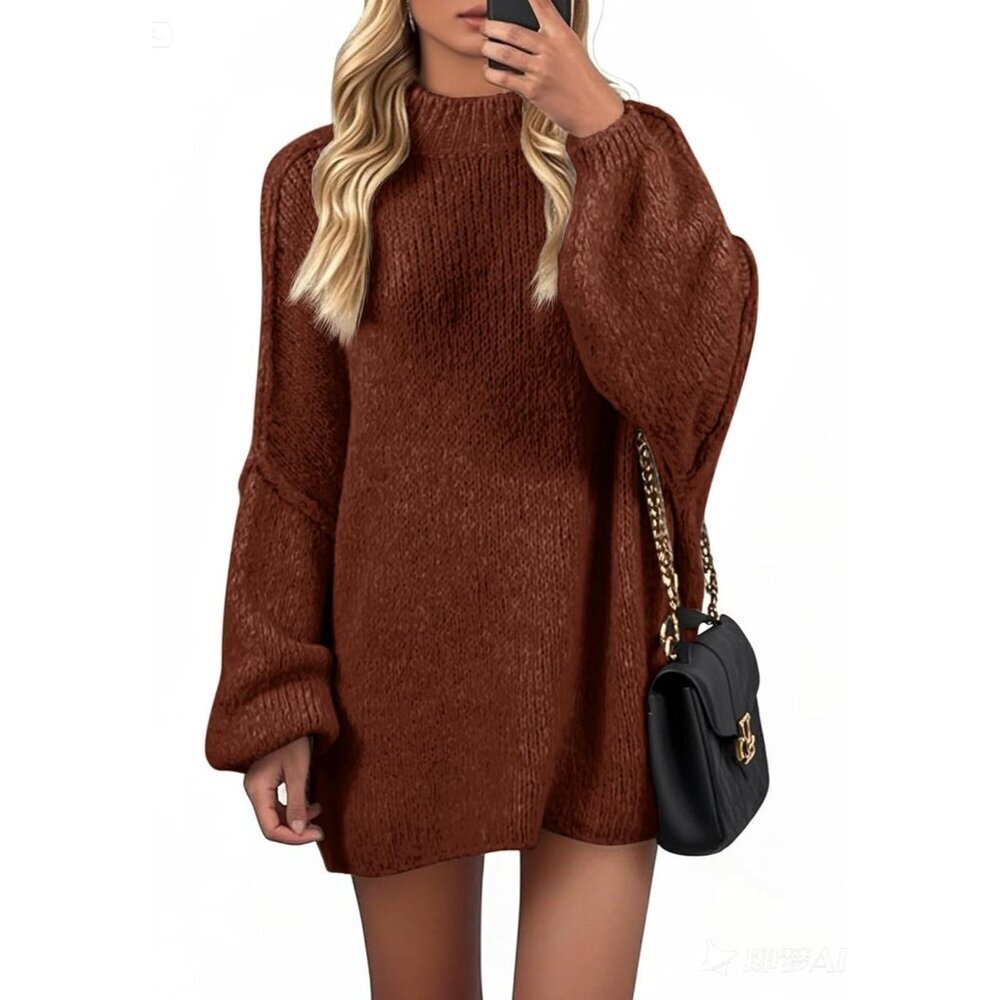 Womens Oversized Sweater Dress Chunky Knit Long Sleeve Casual Autumn Winter